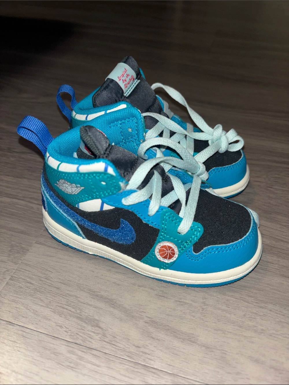 Jordan 1 Mid BRAND NEW TODDLER 7C Teal & Black High-Top Sneakers